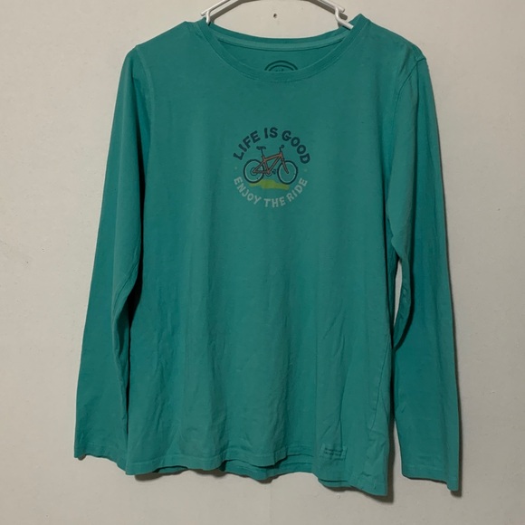 Life Is Good Tops - Life Is Good Kids' Aqua Long Sleeve Tee